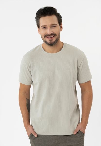 T-shirt ze strukturą, Comfort Fit, TM-KELOS. Szare t-shirty Volcano, l, bez wzorów, z dzianiny, bez kołnierzyka, bez ramiączek. Za 79.99 zł.