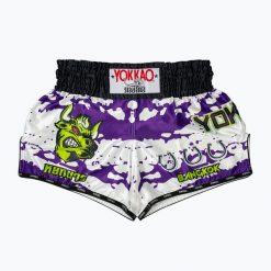 Spodenki treningowe męskie YOKKAO Angry Bull Muay Thai. Białe krótkie spodenki sportowe YOKKAO, l, bez wzorów, z materiału. Za 289.99 zł.
