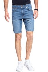 SPODENKI WRANGLER 5 POCKET SHORT WORN BLUE W14CKN079 112126600. Niebieskie szorty Wrangler, m, z aplikacjami, z jeansu, klasyczne. Za 169.99 zł.