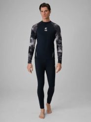 Legginsy sportów wodnych z filtrem UPF50+ męskie 4F 4FRSS26TTROM2035. Czarne legginsy długie sportowe 4F, l, bez wzorów, z elastanu, na fitness i siłownię. Za 80.99 zł.