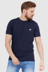 GUESS Granatowy t-shirt męski z małym logo, Rozmiar S. Niebieskie t-shirty Guess, l, z aplikacjami, bez kołnierzyka, bez ramiączek. W wyprzedaży za 82.99 zł.