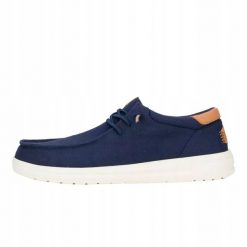 HeyDude Męskie Mokasyny Paul Canvas. Białe mokasyny Hey dude, bez wzorów, z materiału, bez obcasa, bez zapięcia. Za 259.00 zł.