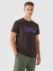 4F T-shirt regular z nadrukiem męski - brązowy XXL. Brązowe t-shirty 4F, m, bez wzorów, z bawełny, bez kołnierzyka, bez ramiączek. Za 29.99 zł.