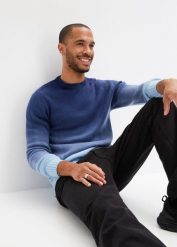 Cienki sweter, regular fit. Niebieskie swetry nierozpinane bonprix, l, bez wzorów, bez kołnierzyka, bez ramiączek. Za 129.99 zł.