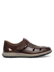 Rieker Półbuty 17378-25 Brązowy. Brązowe eleganckie półbuty Rieker, bez wzorów, ze skóry, bez obcasa, bez zapięcia. Za 399.99 zł.