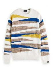 Scotch & Soda Sweter w kolorze białym ze wzorem rozmiar: S. Białe swetry nierozpinane Scotch & Soda, s, bez wzorów, bez kołnierzyka, bez ramiączek. Za 220.12 zł.