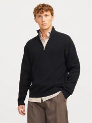 Jack&Jones Sweter Milano 12259664 Czarny Relaxed Fit. Czarne swetry rozpinane Jack&Jones, m, bez wzorów, z bawełny, bez kołnierzyka, bez ramiączek. Za 149.99 zł.