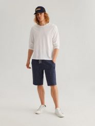 Krótkie spodenki męskie MANFILZ W451 - granatowy melanż - 2XL (44). Niebieskie szorty Ombre Clothing, l, bez wzorów, z bawełny. Za 69.99 zł.