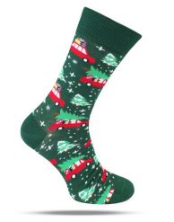 Tematyczne Skarpetki Bawełniane - Świąteczne w Auta. Zielone skarpety His Story, bez wzorów, z bawełny. Za 34.99 zł.