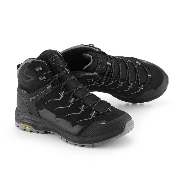 Buty wysokie trekkingowe unisex Alpine Pro Crede Vibram. Czarne buty trekkingowe Alpine Pro, bez wzorów, bez zapięcia. W wyprzedaży za 729.00 zł.