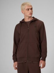 4F Bluza dresowa regular z kapturem męska - brązowa S. Brązowe bluzy 4F, m, bez wzorów, z dresówki, z kapturem. Za 169.99 zł.