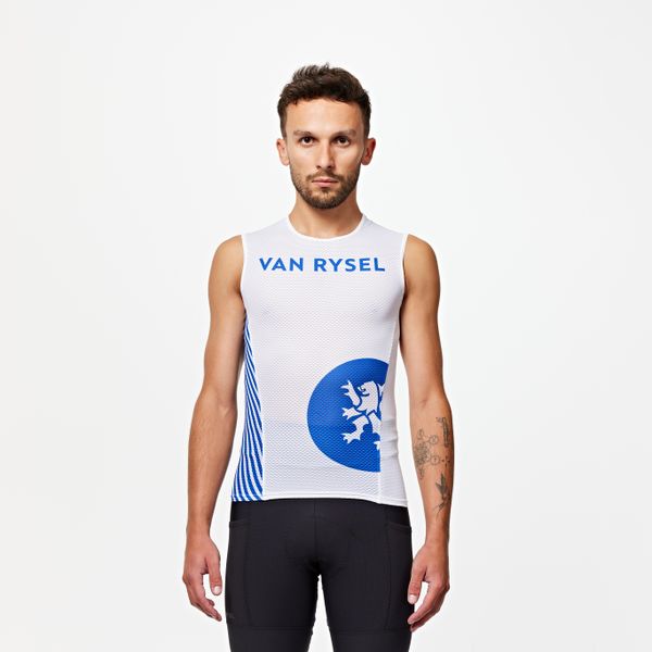 Podkoszulka letnia rowerowa Van Rysel Training. Białe podkoszulki VAN RYSEL, s, bez wzorów, z materiału, bez ramiączek. Za 69.99 zł.