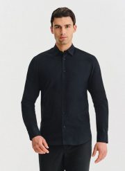 PAKO LORENTE – Czarna bawełniana koszula męska. Czarne koszule Pako Lorente, m, bez wzorów, z bawełny, bez kołnierzyka, bez ramiączek. Za 149.99 zł.