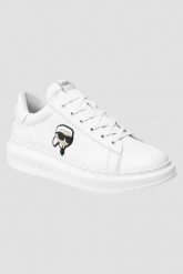 KARL LAGERFELD Białe męskie sneakersy skórzane KAPRI, Rozmiar 44. Białe buty sportowe casual KARL LAGERFELD, bez wzorów, ze skóry, bez zapięcia. Za 999.99 zł.