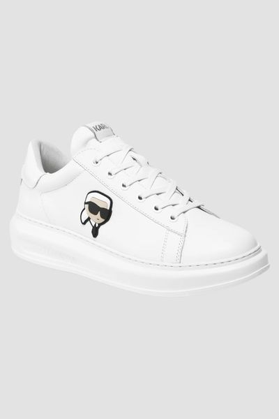 KARL LAGERFELD Białe męskie sneakersy skórzane KAPRI, Rozmiar 42. Białe buty sportowe casual KARL LAGERFELD, bez wzorów, ze skóry, bez zapięcia. W wyprzedaży za 550.99 zł.