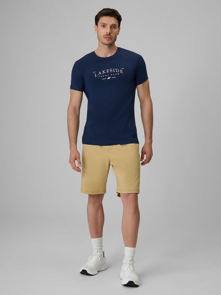 4F Spodenki casual męskie - beżowe L. Brązowe szorty 4F, l, bez wzorów, z bawełny, casualowe. Za 149.99 zł.