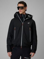 4F Kurtka trekkingowa membrana 15000 męska - czarna M. Czarne kurtki 4F, l, bez wzorów, z tkaniny, bez kaptura. Za 699.99 zł.