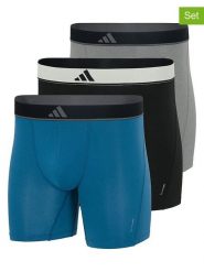 Adidas Bokserki (3 pary) w kolorze szaro-czarno-niebieskim rozmiar: S. Czarne bokserki Adidas, s, bez wzorów. Za 76.04 zł.