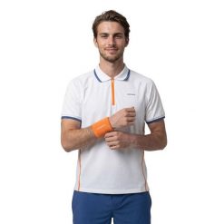 Męska techniczna tenisowa koszulka polo Siroko Player White. Białe koszulki polo SIROKO, l, bez wzorów, z tkaniny, bez kołnierzyka, bez ramiączek, tenisowe. Za 127.00 zł.