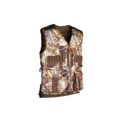 Kamizelka myśliwska 500 CAMOU. Brązowe kamizelki sportowe SOLOGNAC, xl, bez wzorów, z bawełny, bez kaptura. Za 249.99 zł.