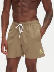 Calvin Klein Swimwear Szorty kąpielowe KM0KM01101 Khaki Regular Fit. Brązowe kąpielówki Calvin Klein Swimwear, l, bez wzorów, z syntetyku. Za 149.99 zł.