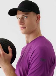 4F Czapka z daszkiem męska 4F x Robert Lewandowski - czarna S/M. Czarne czapki z daszkiem 4F, na lato, z aplikacjami, z elastanu. W wyprzedaży za 59.99 zł.