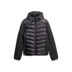 Kurtka puchowa z kapturem Superdry Storm Hybrid. Szare kurtki Superdry, m, z aplikacjami, z dżerseju, z kapturem. Za 519.80 zł.