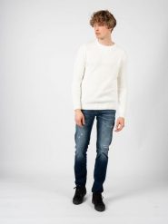 Antony Morato Sweter | MMSW00918-YA100048 | Mężczyzna | Biały. Białe swetry nierozpinane Antony Morato, m, bez wzorów, z bawełny, bez kołnierzyka, bez ramiączek. W wyprzedaży za 179.00 zł.
