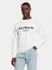 Balmain Bluza DH1JQ005BB65 Biały Regular Fit. Białe bluzy Balmain, m, bez wzorów, z bawełny, bez kaptura. Za 2,289.00 zł.