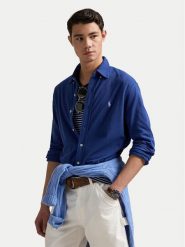 Polo Ralph Lauren Koszula 710654408140 Granatowy Regular Fit. Niebieskie koszule Polo Ralph Lauren, m, bez wzorów, z bawełny, bez kołnierzyka, bez ramiączek. Za 419.99 zł.