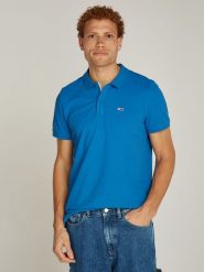 TOMMY JEANS Koszulka polo w kolorze niebieskim rozmiar: XXL. Niebieskie koszulki polo Tommy Jeans, xxl, bez wzorów, z bawełny, bez kołnierzyka, bez ramiączek. Za 216.73 zł.