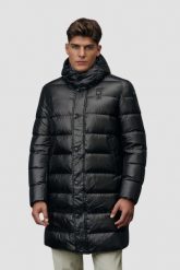 BLAUER Czarna długa kurtka męska Carver Raincoat Long Jackets. Czarne kurtki Blauer USA, l, bez wzorów, z poliamidu, bez kaptura. W wyprzedaży za 1,049.99 zł.