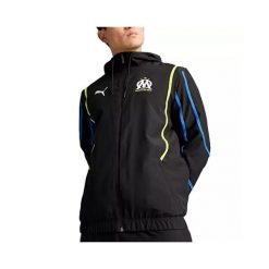 Kurtka dresowa Faster OM 2024/25. Czarne kurtki Puma, bez wzorów, z dresówki, bez kaptura. W wyprzedaży za 261.50 zł.