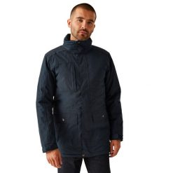 Kurtka Parka Przeciwdeszczowa Męska Darby III. Niebieskie kurtki Regatta, na zimę, m, bez wzorów, z materiału, z kapturem. Za 571.99 zł.