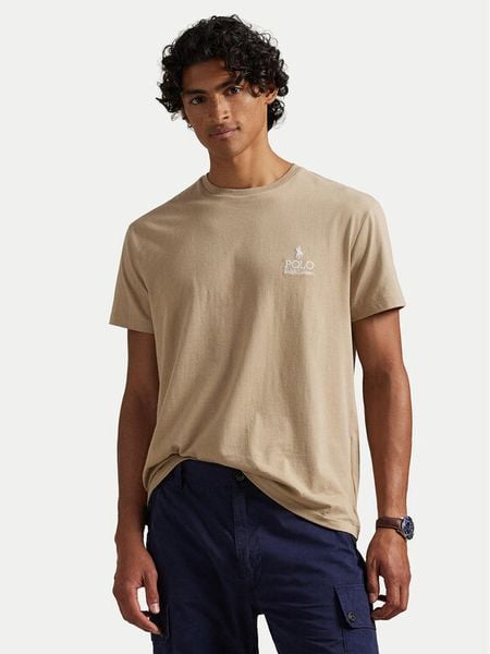 Polo Ralph Lauren T-Shirt 710981136502 Beżowy Regular Fit. Brązowe koszulki polo Polo Ralph Lauren, m, bez wzorów, z bawełny, bez kołnierzyka, bez ramiączek. Za 469.99 zł.