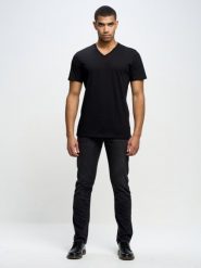 Koszulka męska typu slim czarna Basicov 906. Czarne t-shirty BIG STAR, l, bez wzorów, bez kołnierzyka, bez ramiączek. W wyprzedaży za 79.99 zł.