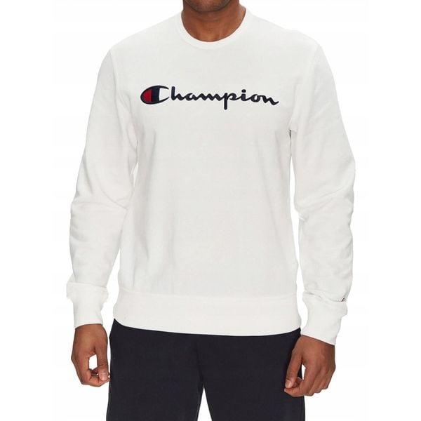 BLUZA męska CHAMPION 220727-WW001 bez kaptura biała bawełniana S. Białe bluzy bez kaptura Champion, m, bez wzorów, z bawełny, bez kaptura. Za 239.00 zł.