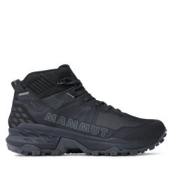 Trekkingi Mammut. Czarne botki sznurowane Mammut, bez wzorów, z gore-texu, bez obcasa, bez zapięcia. Za 899.99 zł.