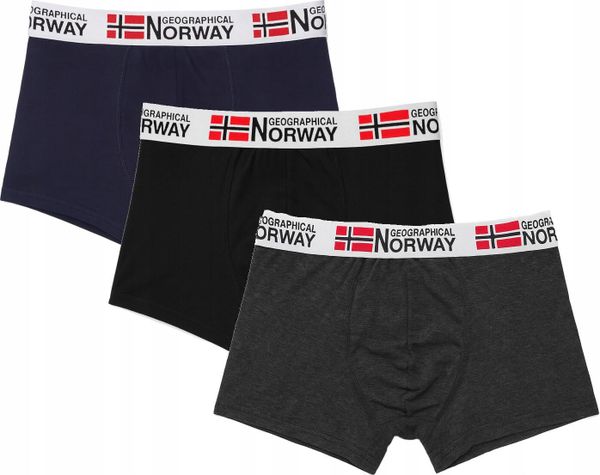 Bokserki dla mężczyzn Geographical Norway 3-pak. Czarne bokserki Geographical Norway, m, bez wzorów, z bawełny. Za 79.00 zł.