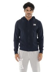 Męska bluza z kapturem HJ zapinana na zamek. Niebieskie bluzy z kapturem LEONE 1947 APPAREL, l, bez wzorów, z materiału, z kapturem. Za 294.70 zł.