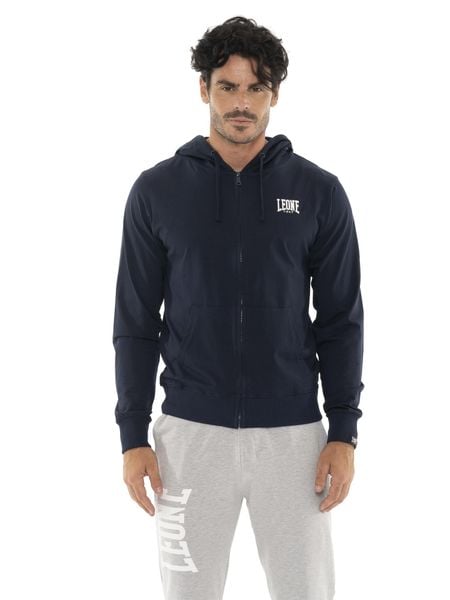 Męska bluza z kapturem HJ zapinana na zamek. Niebieskie bluzy z kapturem LEONE 1947 APPAREL, l, bez wzorów, z materiału, z kapturem. Za 294.70 zł.