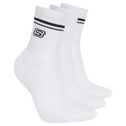 Skarpetki sportowe dla dorosłych 3pk Wpk Wmn Ls Low Crew. Białe skarpetki sportowe Skechers, bez wzorów, z bawełny. Za 79.99 zł.