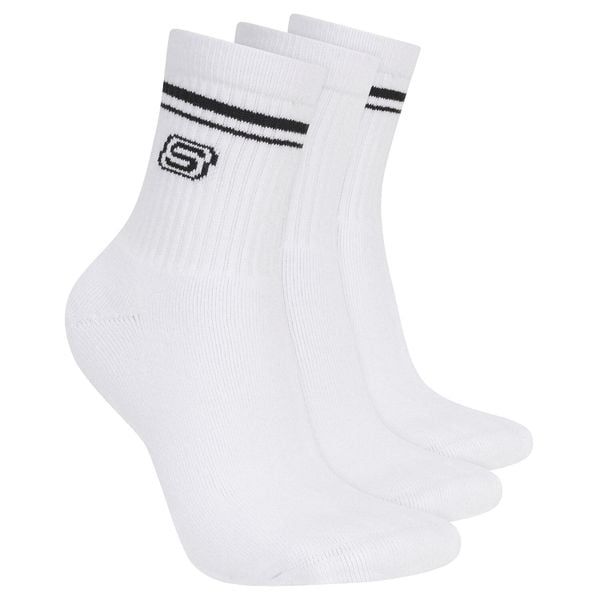 Skarpetki sportowe dla dorosłych 3pk Wpk Wmn Ls Low Crew. Białe skarpetki sportowe Skechers, bez wzorów, z bawełny. Za 79.99 zł.