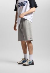 Spodenki dresowe męskie Prosto ST. Szare krótkie spodenki sportowe Prosto., l, z aplikacjami, z bawełny. Za 214.99 zł.