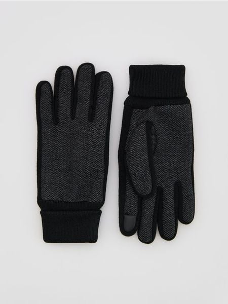 Rękawiczki z dodatkiem wełny - czarny. Czarne rękawiczki Reserved, bez wzorów, z wełny. Za 79.99 zł.