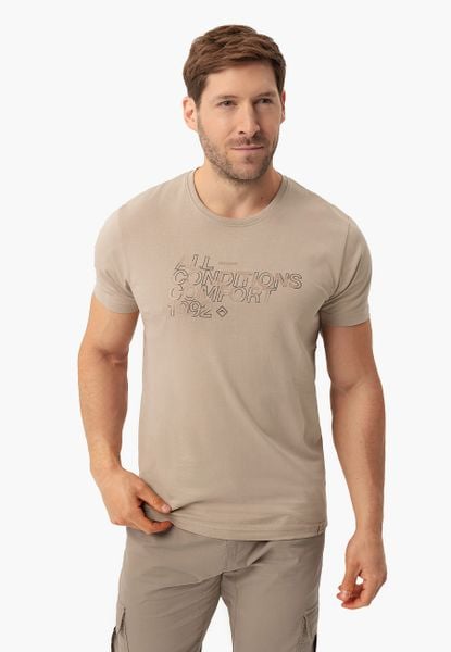 Bawełniany t-shirt T-TON. Brązowe t-shirty Volcano, l, bez wzorów, z bawełny, bez kołnierzyka, bez ramiączek. Za 59.99 zł.