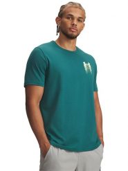 Under Armour Koszulka w kolorze morskim rozmiar: XS. Zielone t-shirty sportowe Under Armour, bez wzorów, z bawełny, bez ramiączek, outdoorowe. Za 69.45 zł.