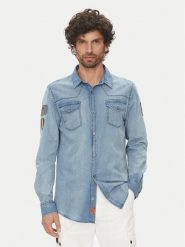Aeronautica Militare Koszula jeansowa 251CA1281CT3527 Błękitny Regular Fit. Niebieskie koszule Aeronautica Militare, m, bez wzorów, z bawełny, bez kołnierzyka, bez ramiączek. Za 959.99 zł.