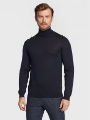 Boss Golf Musso-P 50468262 Granatowy Slim Fit. Niebieskie golfy Boss, m, bez wzorów, z bawełny, bez kołnierzyka, bez ramiączek. Za 389.99 zł.
