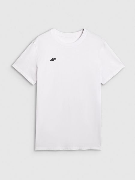 4F T-shirt regular gładki męski - biały XL. Białe t-shirty 4F, m, bez wzorów, z bawełny, bez kołnierzyka, bez ramiączek. Za 49.99 zł.